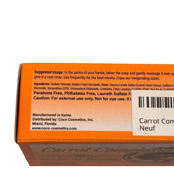 Countryside Carrot Complexion Soap Beauty Bar Korean Skincare 200g/7 oz - Picture 2 of 4